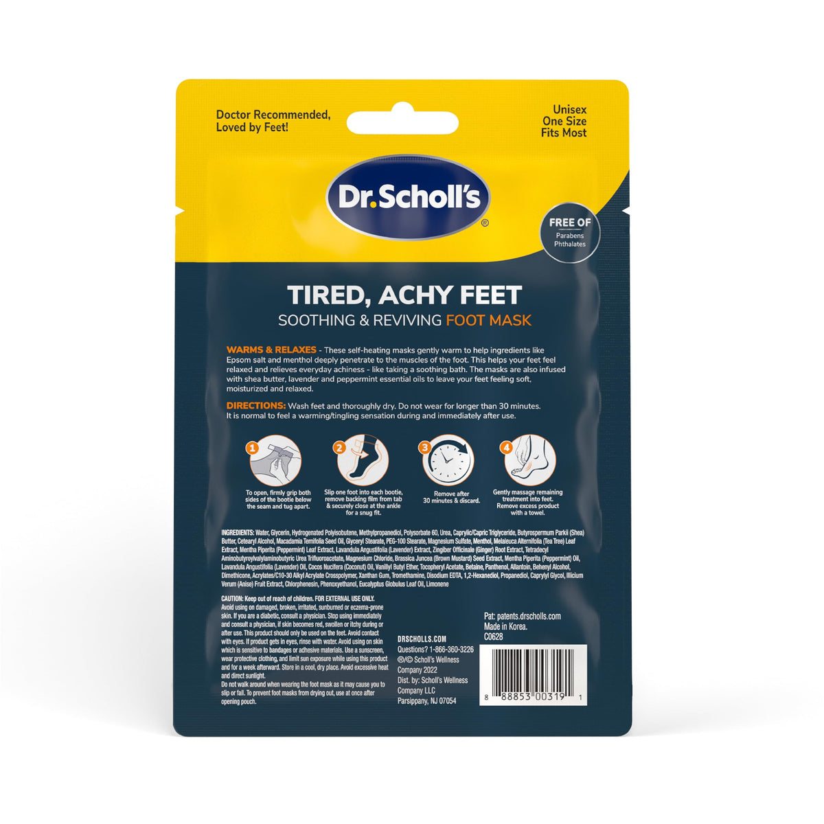 Dr. Scholl's foot mask booties on a relaxing background
