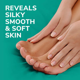 Dr. Scholl's foot mask socks displayed on a wooden surface