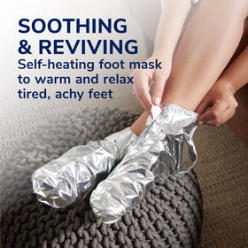 Dr. Scholl's Tired, Achy Feet Foot Mask booties inside packaging
