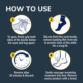 Dr. Scholl's Tired, Achy Feet Foot Mask displayed with essential oils
