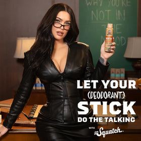 Dr. Squatch deodorant application demonstration