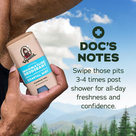 Dr. Squatch deodorant on a wooden surface