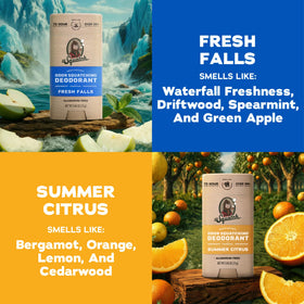 Dr. Squatch deodorant packaging showing natural ingredients