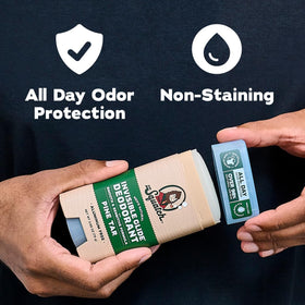 Dr. Squatch deodorant packaging with natural ingredients