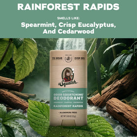 Dr. Squatch deodorant packaging with natural ingredients listed