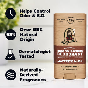 Dr. Squatch deodorant packaging with product information