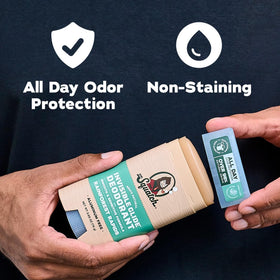 Dr. Squatch deodorant packaging with tropical design