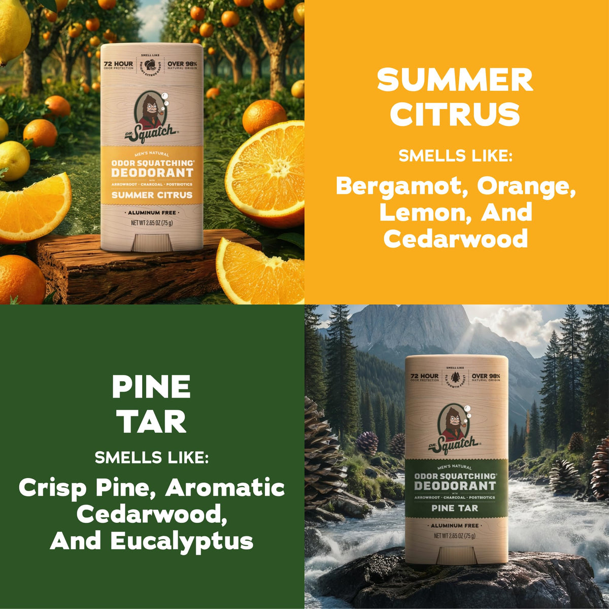 Dr. Squatch deodorant stick showing Summer Citrus scent