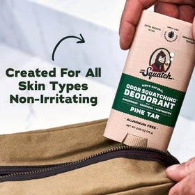 Dr. Squatch deodorant stick with natural ingredients displayed