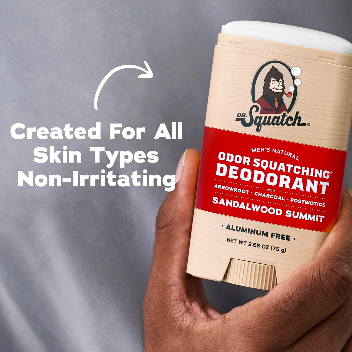 Dr. Squatch deodorant with charcoal and postbiotics ingredients