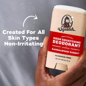 Dr. Squatch deodorant with charcoal and postbiotics ingredients