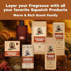 Dr. Squatch Fireside Bourbon Cologne on wooden surface