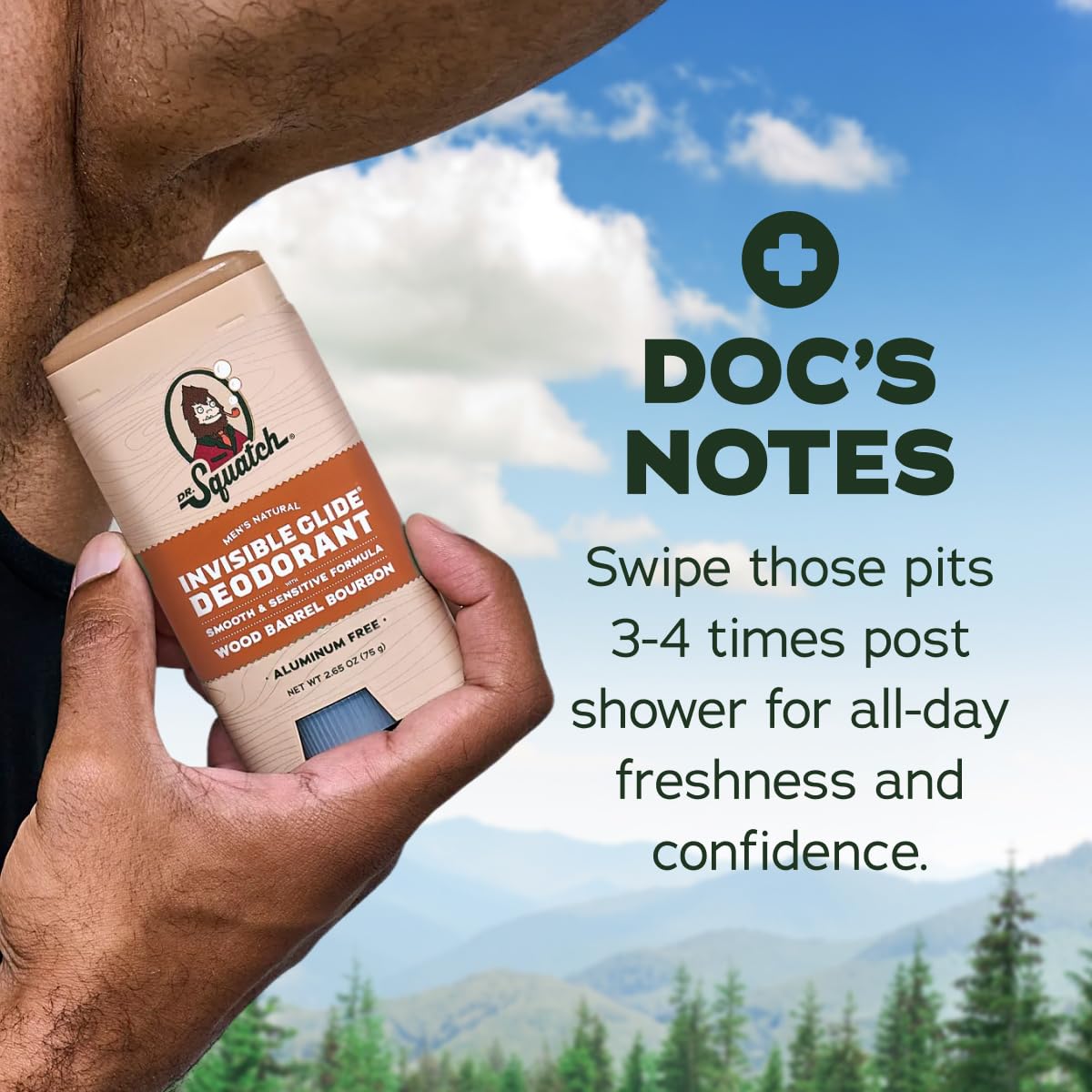 Dr. Squatch Invisible Glide Deodorant in use