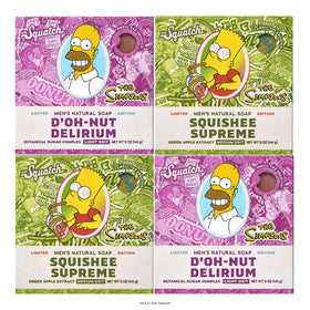 Dr. Squatch Men's Bar Soap 4-Pack with D’oh-Nut Delirium and Squishee scents