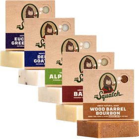 Dr. Squatch Men's Bar Soap 5-Pack front view with assorted scents