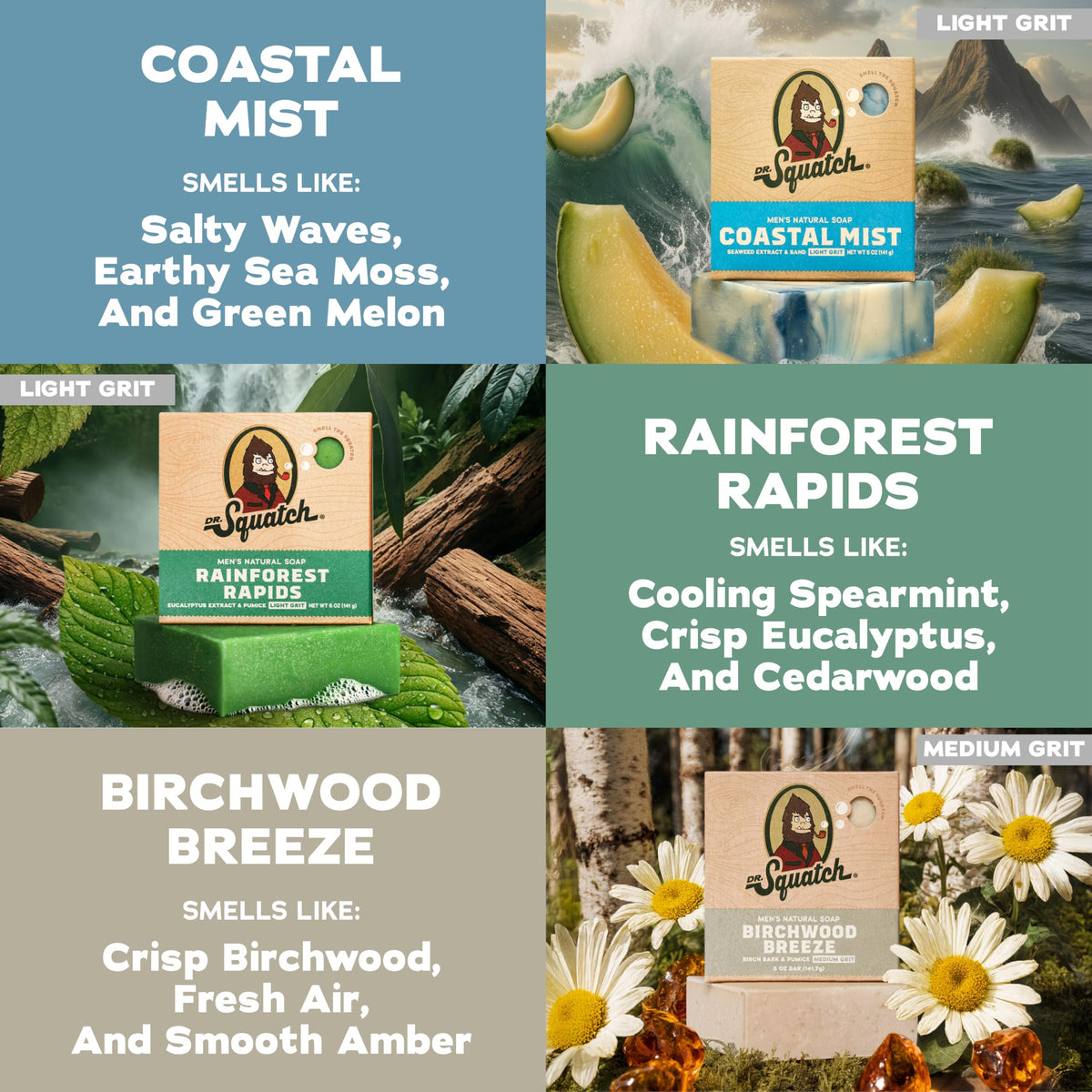 Dr. Squatch Men's Bar Soap Rainforest Rapids close-up