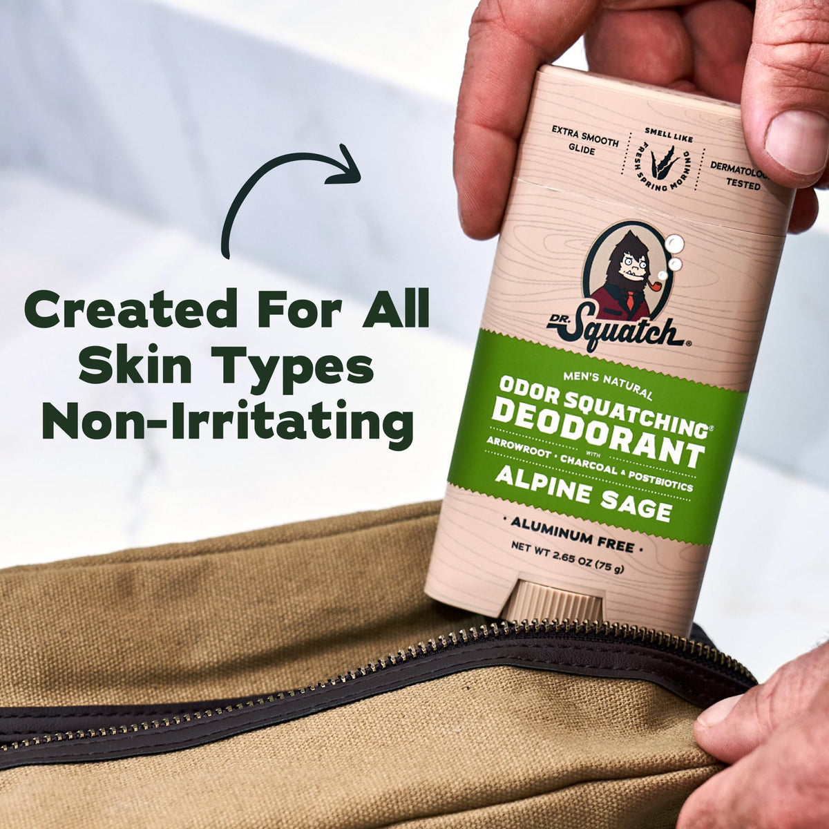 Dr. Squatch Men's Deodorant application on skin