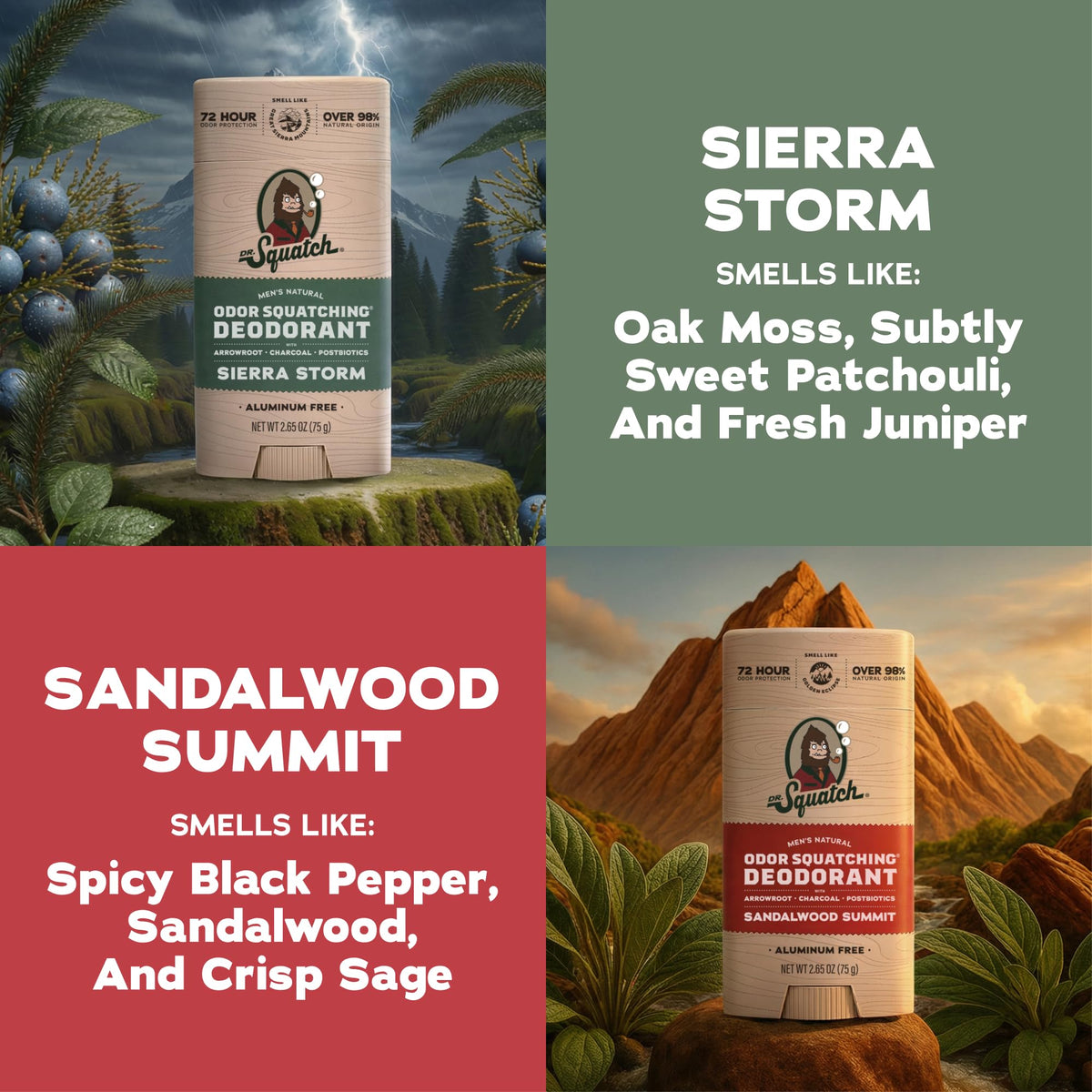 Dr. Squatch Men's Deodorant Sandalwood Summit scent