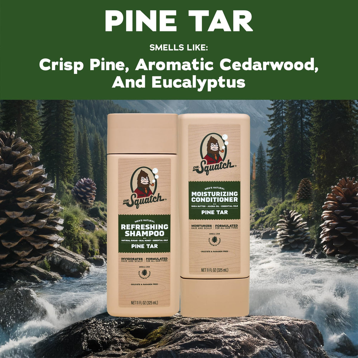 Dr. Squatch Men's Natural Conditioner bottle with Pine Tar scent