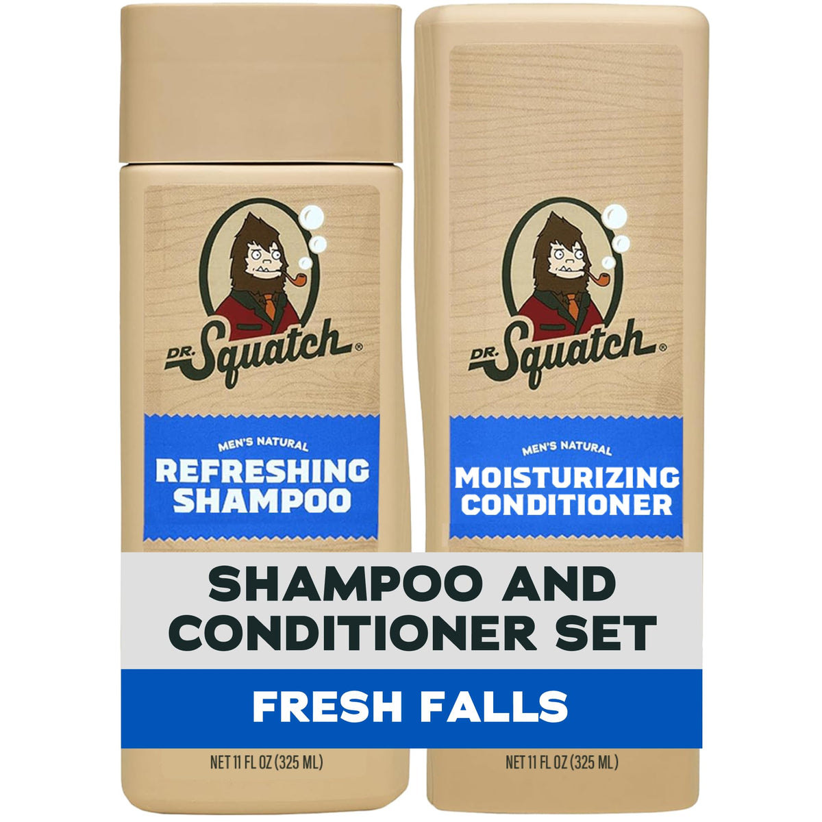 Dr. Squatch Men's Natural Shampoo and Conditioner Set Fresh Falls front view