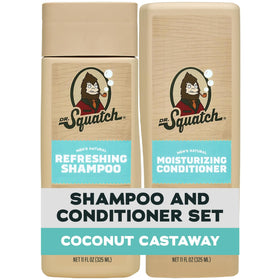 Dr. Squatch Men's Natural Shampoo and Conditioner Set front view with Coconut Castaway scent