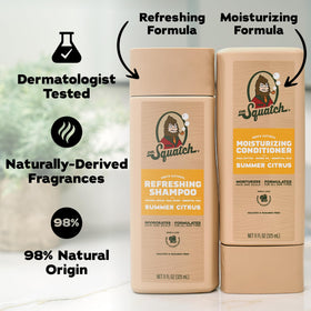 Dr. Squatch Men's Natural Shampoo and Conditioner Set on wooden background