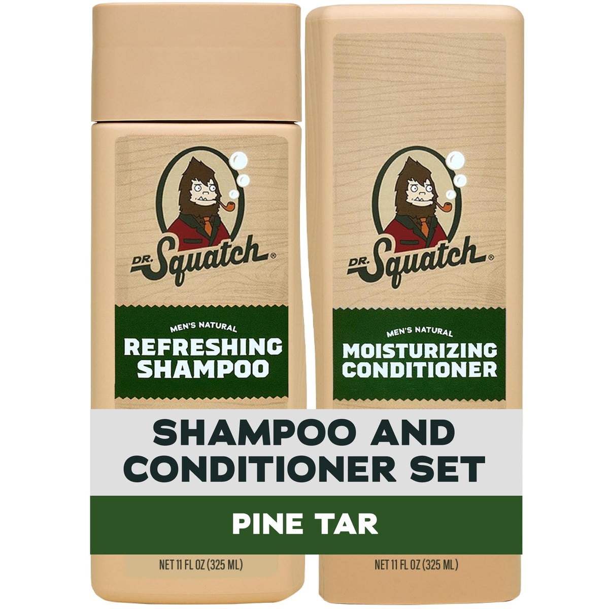 Dr. Squatch Men's Natural Shampoo and Conditioner Set - Pine Tar front view