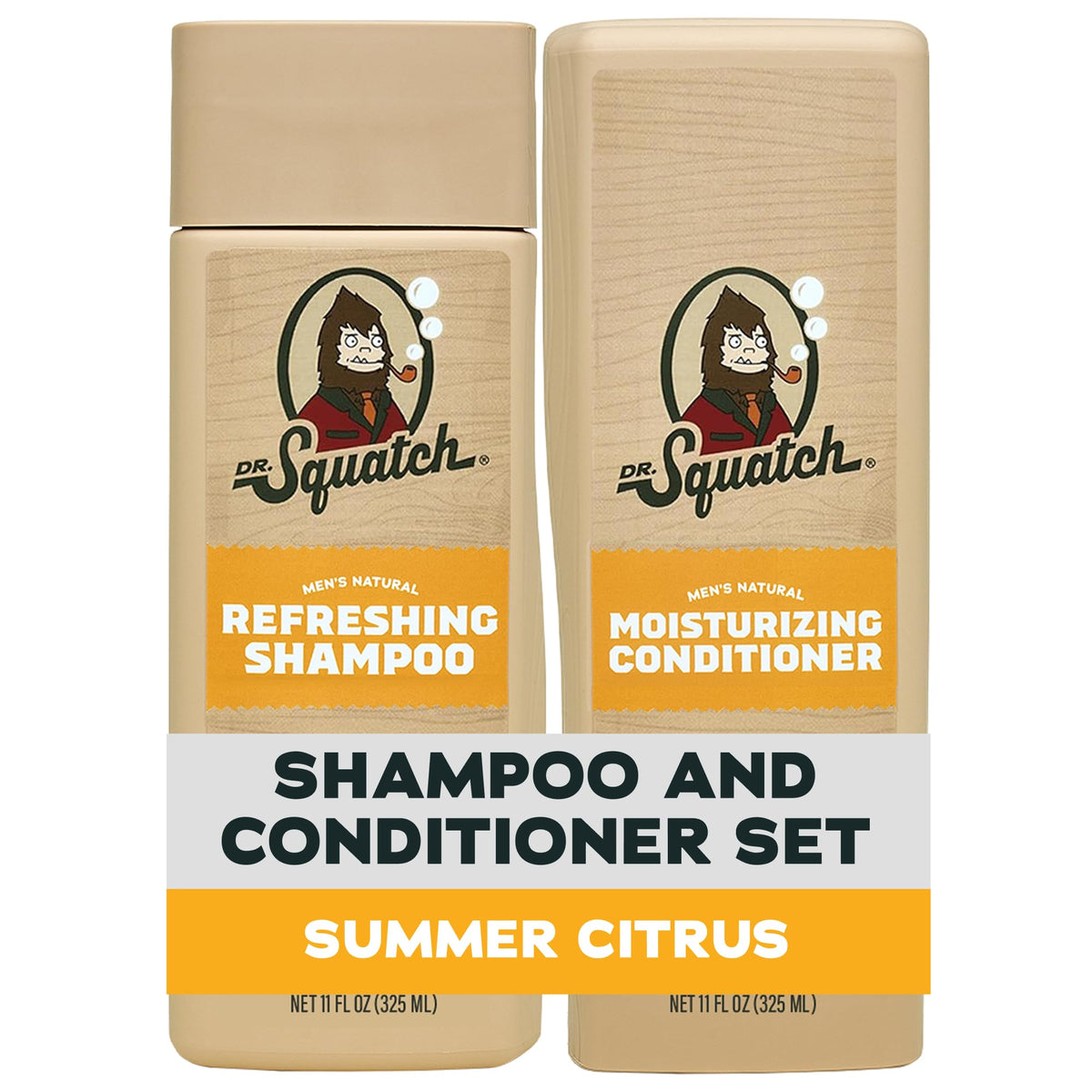 Dr. Squatch Men's Natural Shampoo and Conditioner Set - Summer Citrus front view