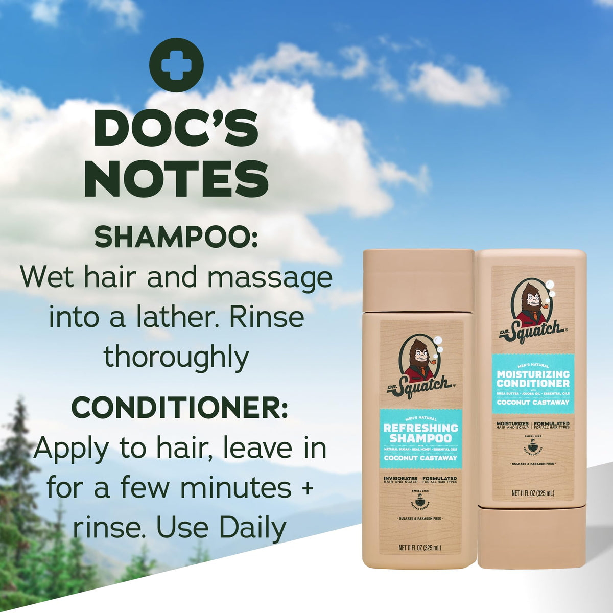 Dr. Squatch Men's Natural Shampoo and Conditioner Set with natural ingredients