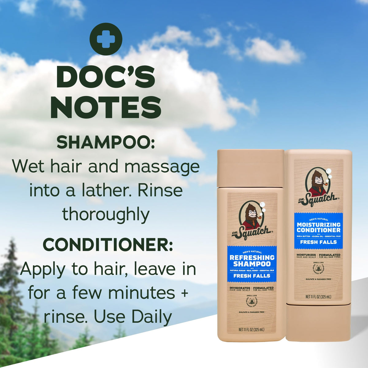 Dr. Squatch Men's Natural Shampoo and Conditioner Set with natural ingredients
