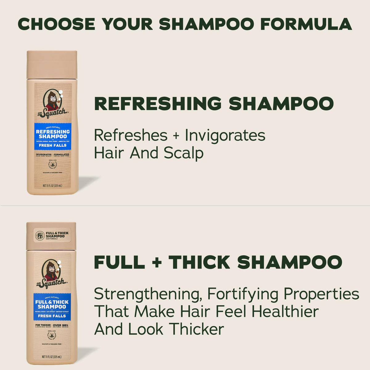 Dr. Squatch Men's Shampoo and Conditioner Set with a wooden background