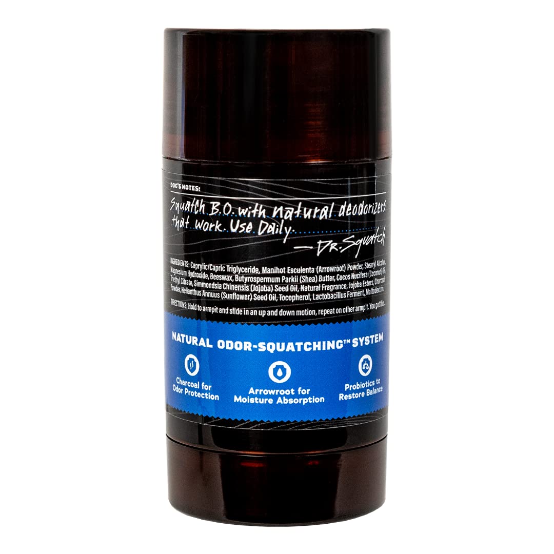 Dr. Squatch Natural Deodorant Fresh Falls product on bathroom shelf