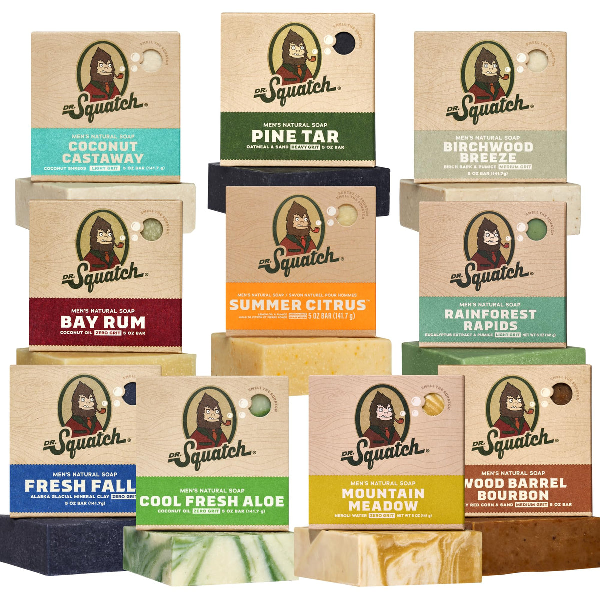 Dr. Squatch Natural Men's Bar Soap 10-Pack front view