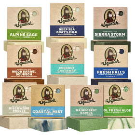 Dr. Squatch Natural Men's Bar Soap 10-Pack front view with assorted scents