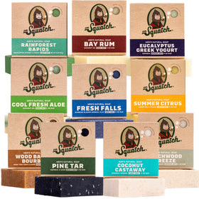 Dr. Squatch Natural Men’s Bar Soap 10-Pack front view with assorted scents