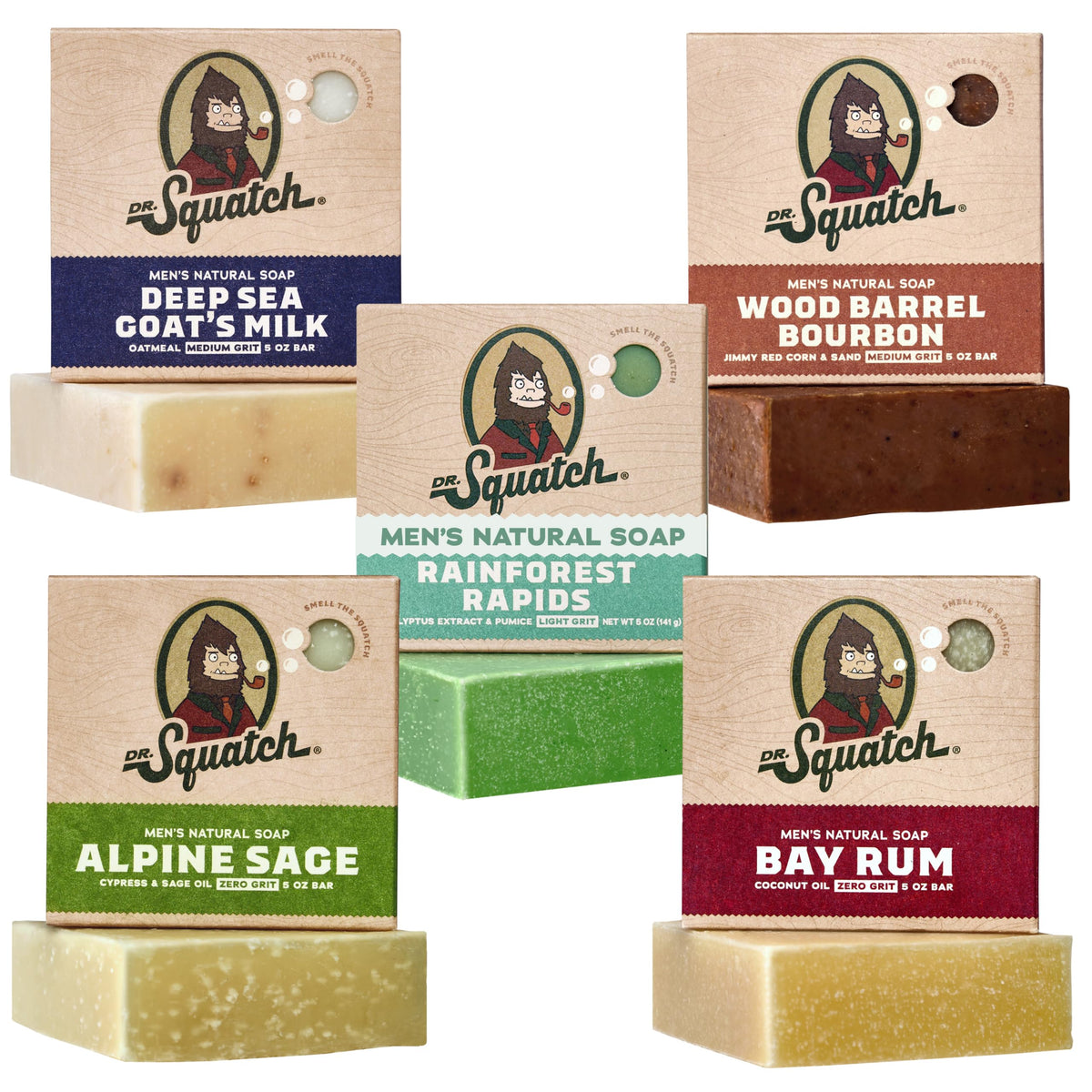 Dr. Squatch Natural Men’s Bar Soap 5-Pack front view