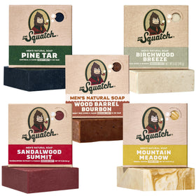 Dr. Squatch Natural Men's Bar Soap 5-Pack front view with assorted scents