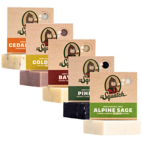 Dr. Squatch Natural Men’s Bar Soap 5-Pack front view with various scents