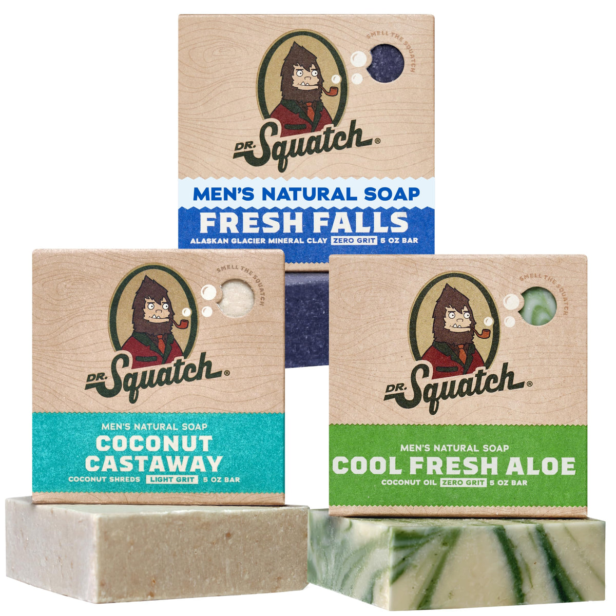 Dr. Squatch Natural Men’s Bar Soap Coconut Castaway front view