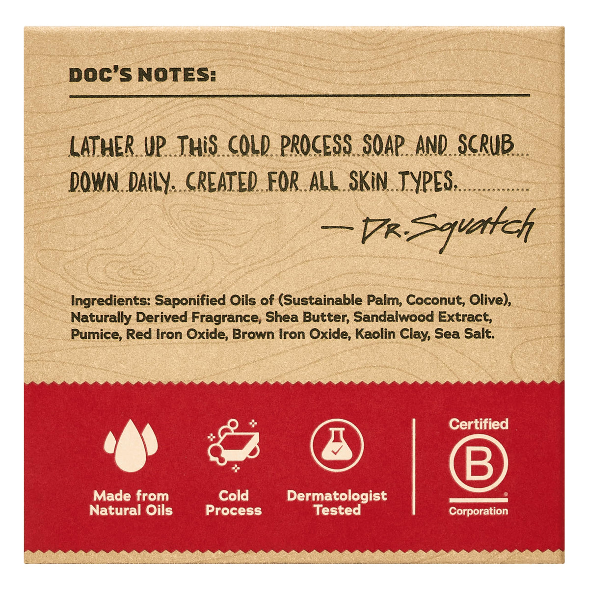 Dr. Squatch Natural Men’s Bar Soap Sandalwood Summit packaging