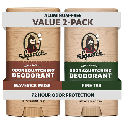 Dr. Squatch Natural Men’s Deodorant 2-Pack Maverick Musk and Pine Tar front view