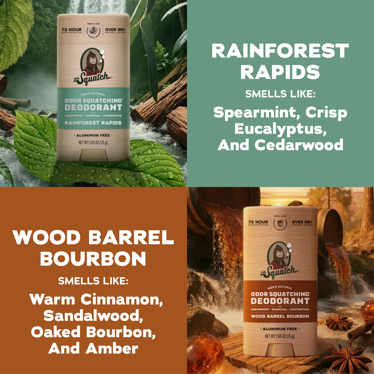 Dr. Squatch Natural Men’s Deodorant 2-Pack packaging with description