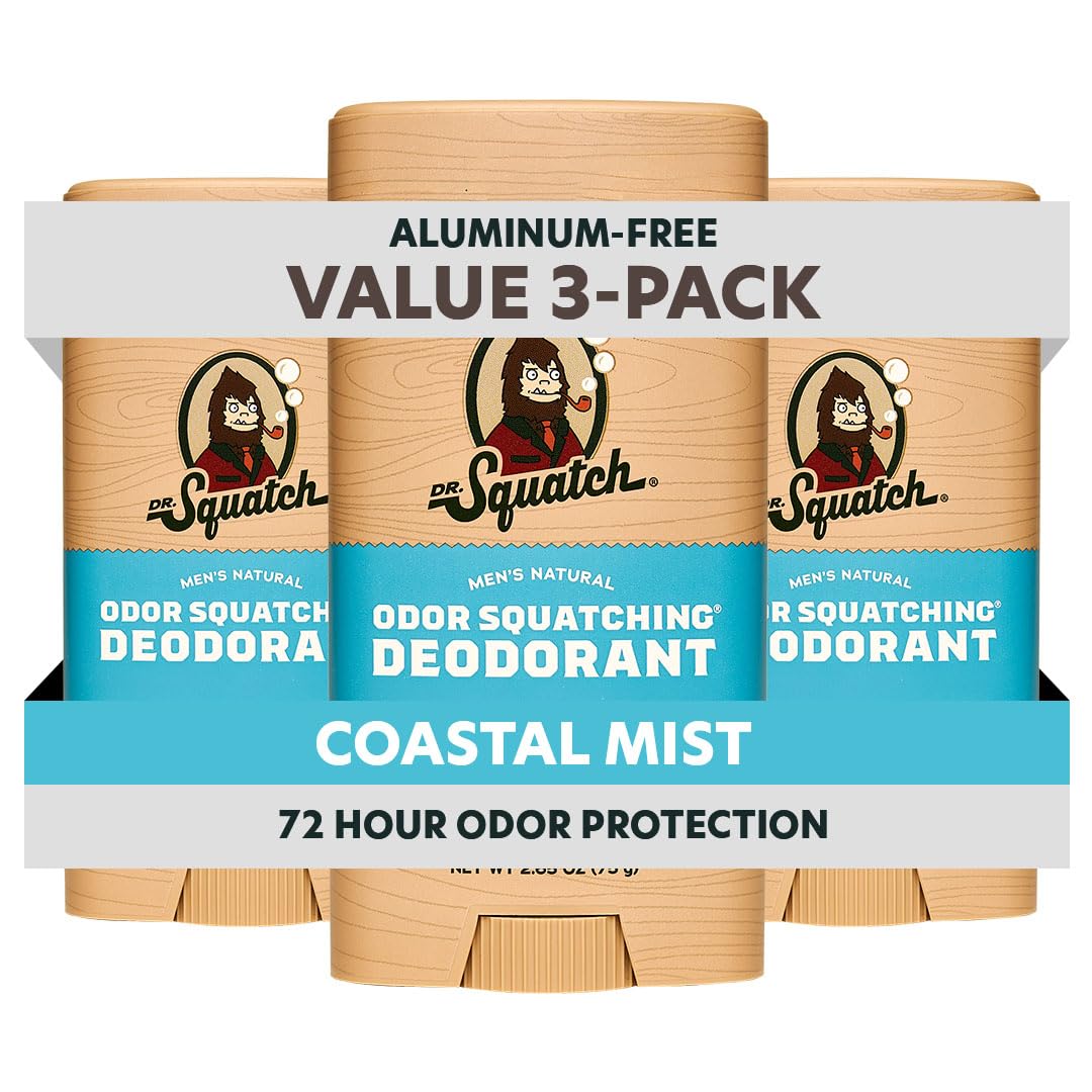 Dr. Squatch Natural Men’s Deodorant 3-Pack Coastal Mist front view
