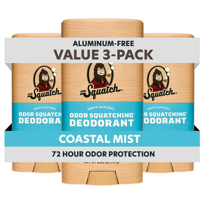 Dr. Squatch Natural Men’s Deodorant 3-Pack Coastal Mist front view