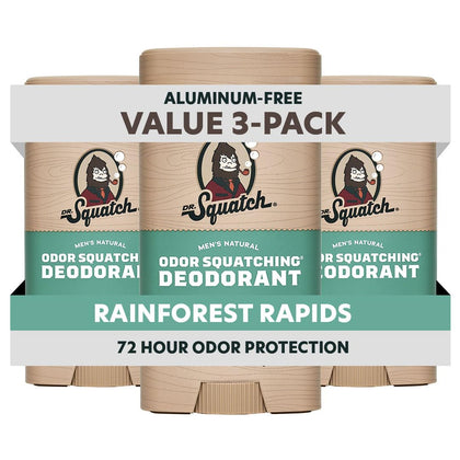 Dr. Squatch Natural Men's Deodorant 3-Pack Rainforest Rapids front view
