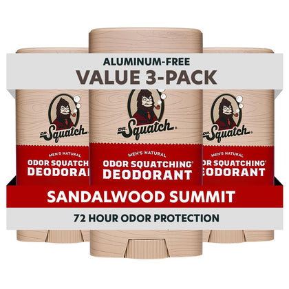 Dr. Squatch Natural Men’s Deodorant 3-Pack Sandalwood Summit front view