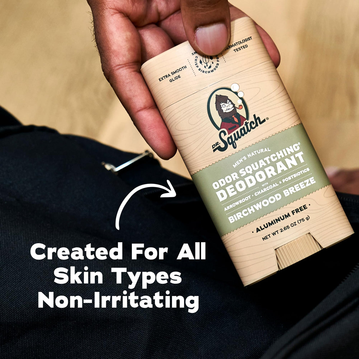 Dr. Squatch Natural Men’s Deodorant Birchwood Breeze in bathroom setting