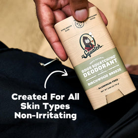 Dr. Squatch Natural Men’s Deodorant Birchwood Breeze in bathroom setting
