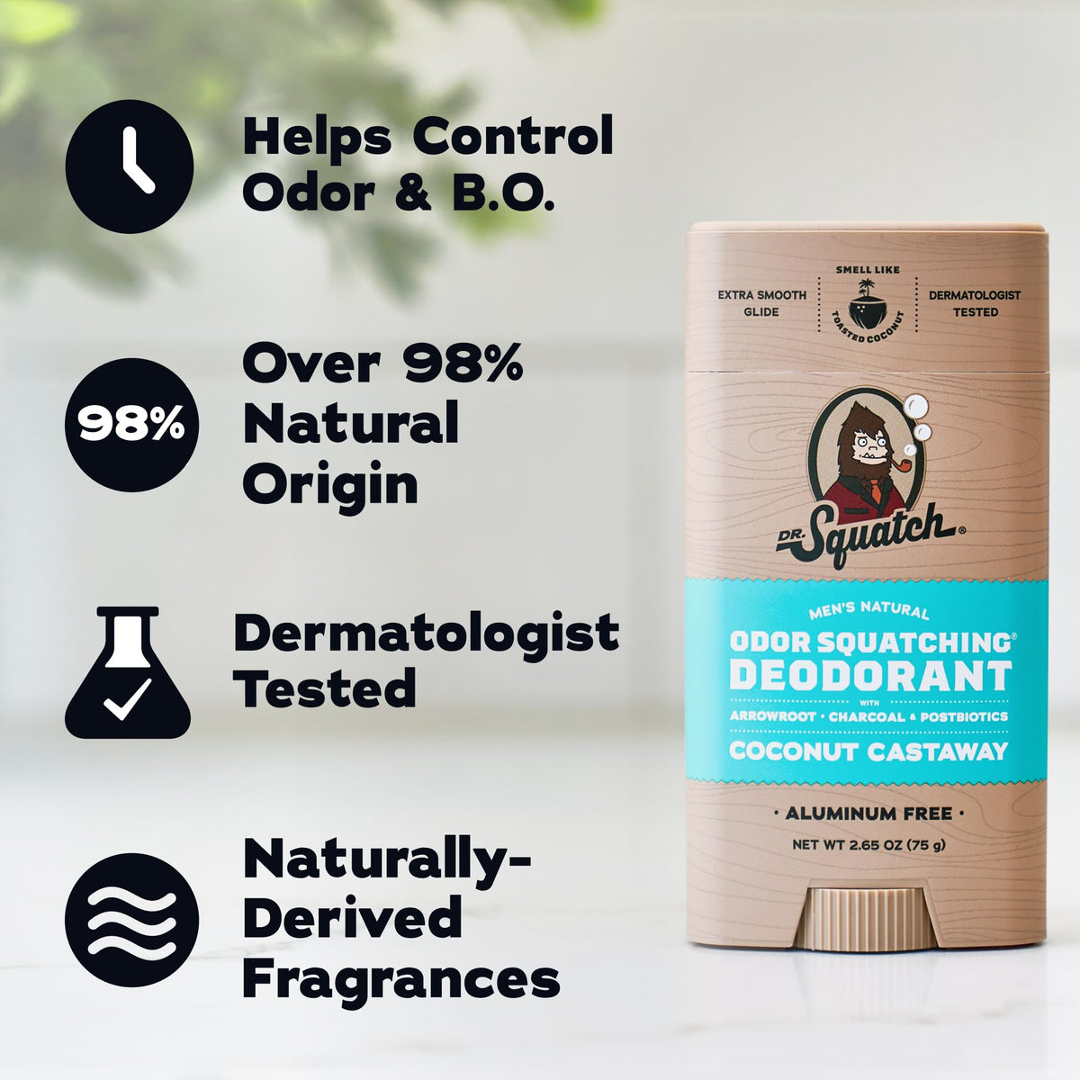 Dr. Squatch Natural Men’s Deodorant Coconut Castaway application on skin
