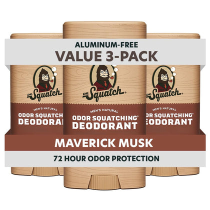 Dr. Squatch Natural Men's Deodorant Maverick Musk 3-Pack front view